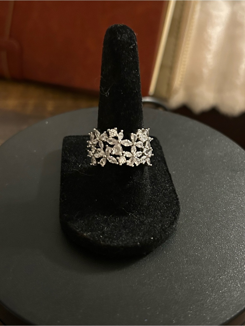 Sterling Silver Floral CZ Band Ring - Women Jewelry